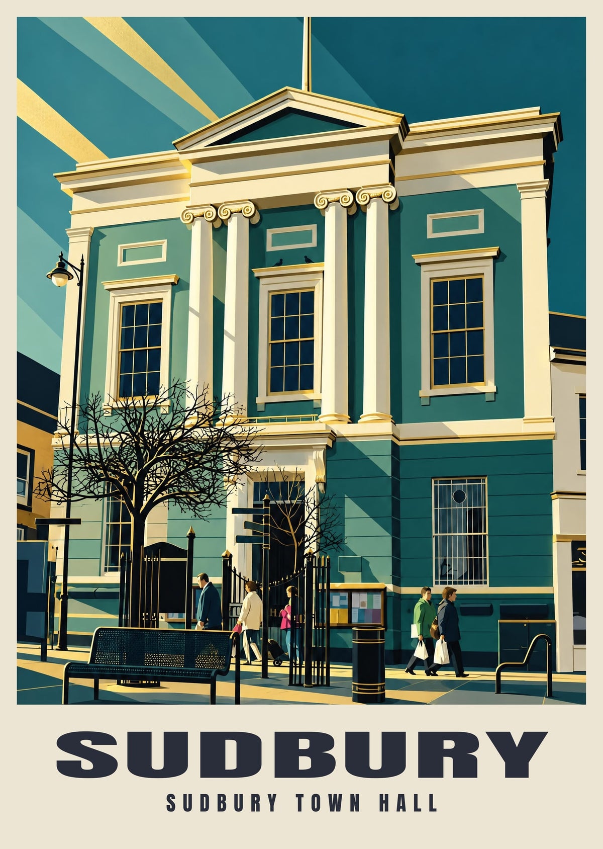 Sudbury Town Hall poster, Art Deco style