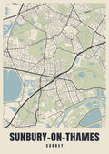 Street map poster of Sunbury-on-Thames, Surrey