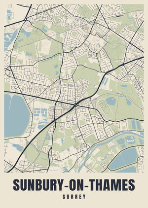 Sunbury-on-Thames Street Map Poster