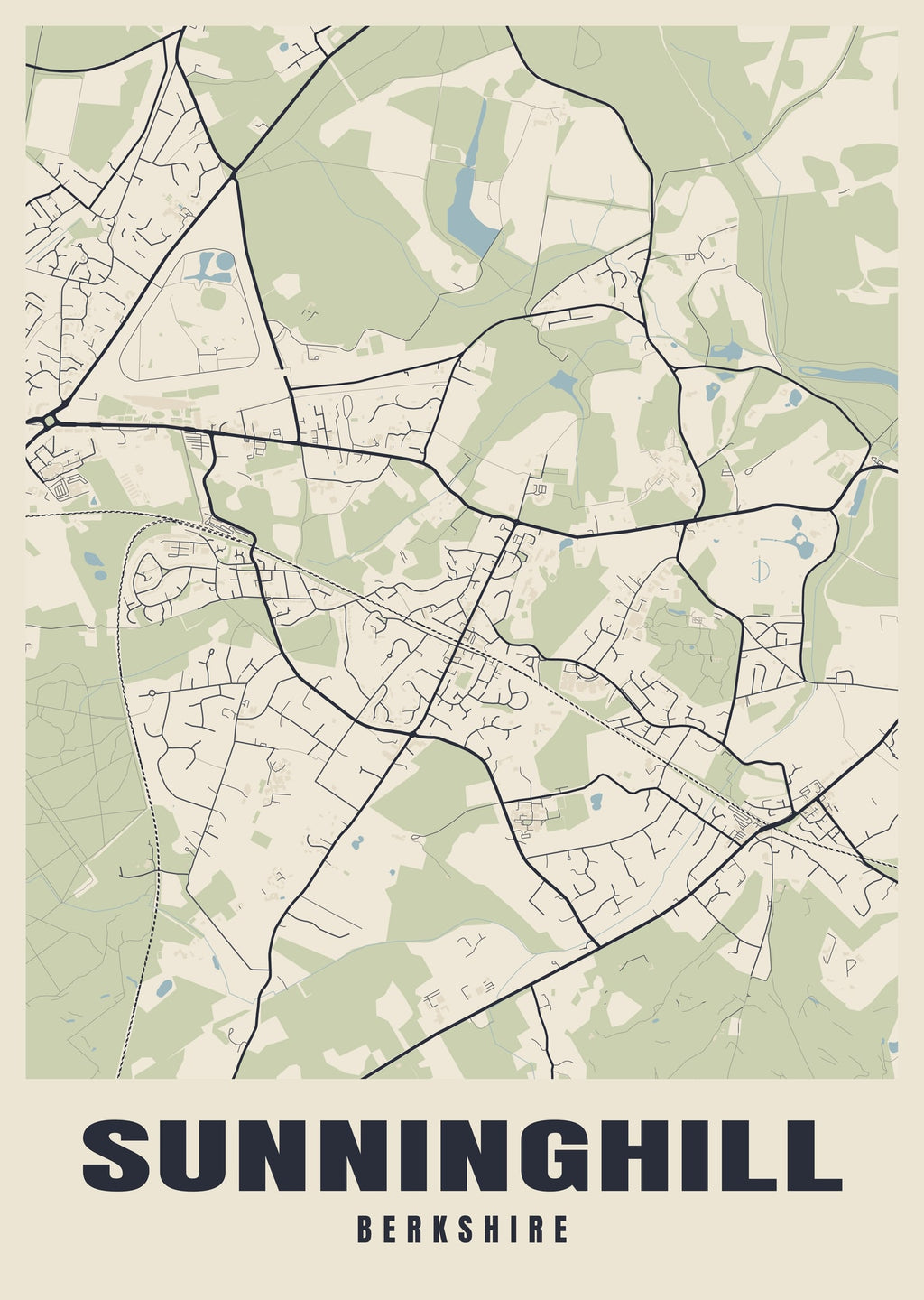 Street map poster of Sunninghill, Berkshire