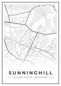 Street map poster of Sunninghill village centre, Berkshire