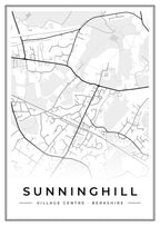 Street map poster of Sunninghill village centre, Berkshire
