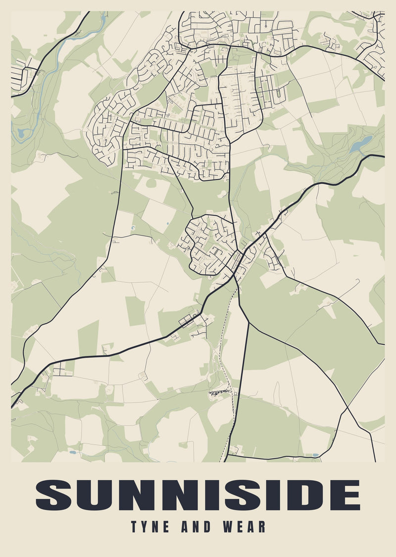 Sunniside Street Map Poster