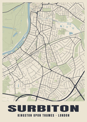 Surbiton Heritage Street Map Poster