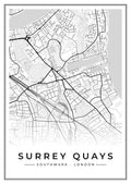 Street map poster of Surrey Quays, Southwark, London