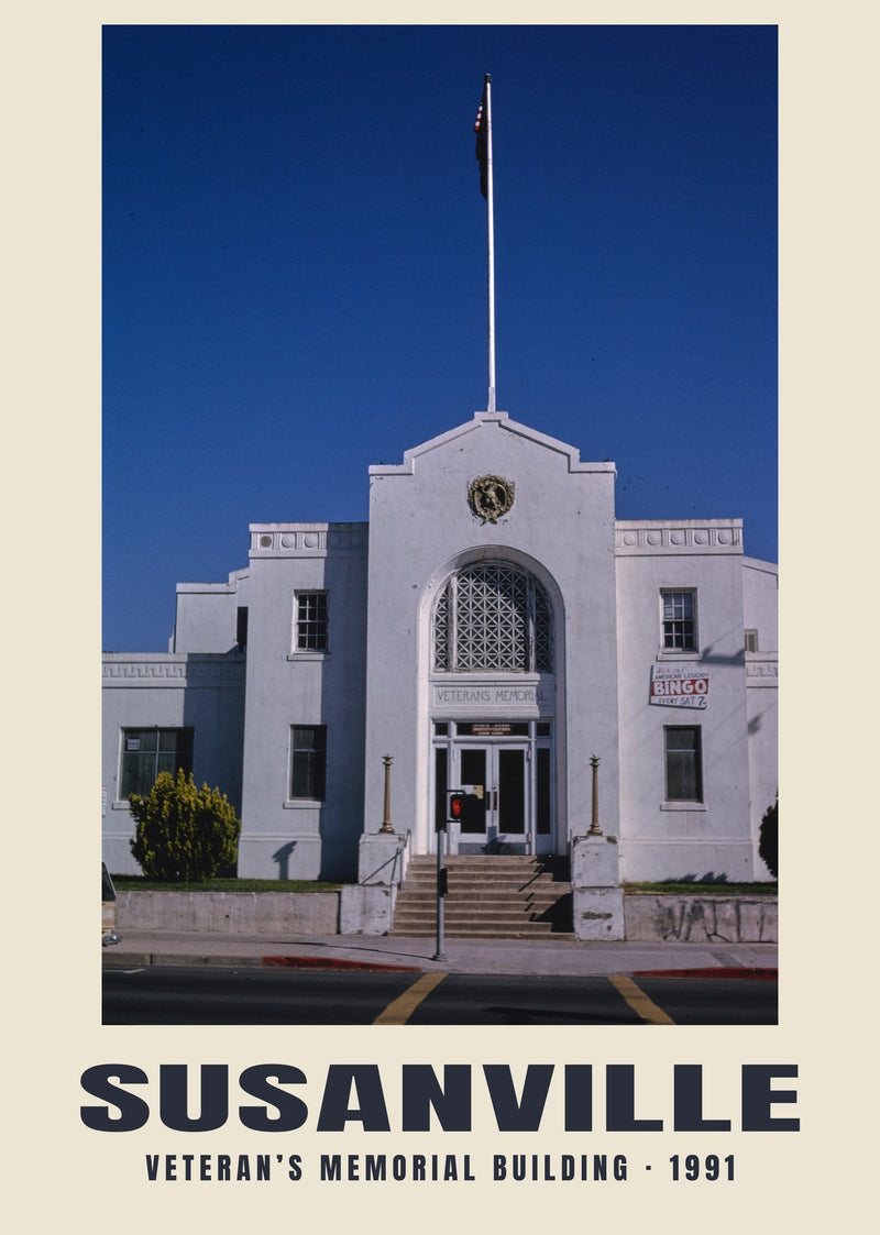 Veteran’s Memorial Building, Susanville, California — 1991 · Historic photograph print