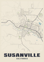 Street map poster of Susanville, California