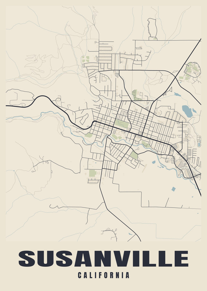 Susanville Street Map Poster