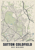 Street map poster of Sutton Coldfield, West Midlands