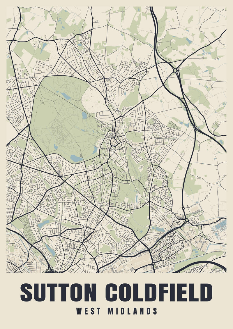 Sutton Coldfield Street Map Poster