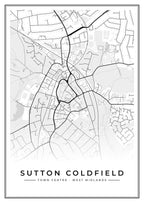 Street map poster of Sutton Coldfield town centre, West Midlands