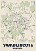Street map poster of Swadlincote, Derbyshire