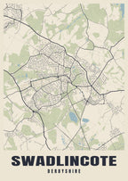 Street map poster of Swadlincote, Derbyshire