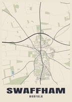 Street map poster of Swaffham, Norfolk