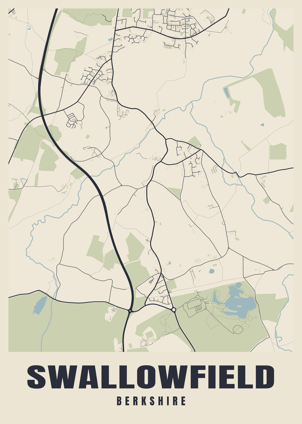 Street map poster of Swallowfield, Berkshire