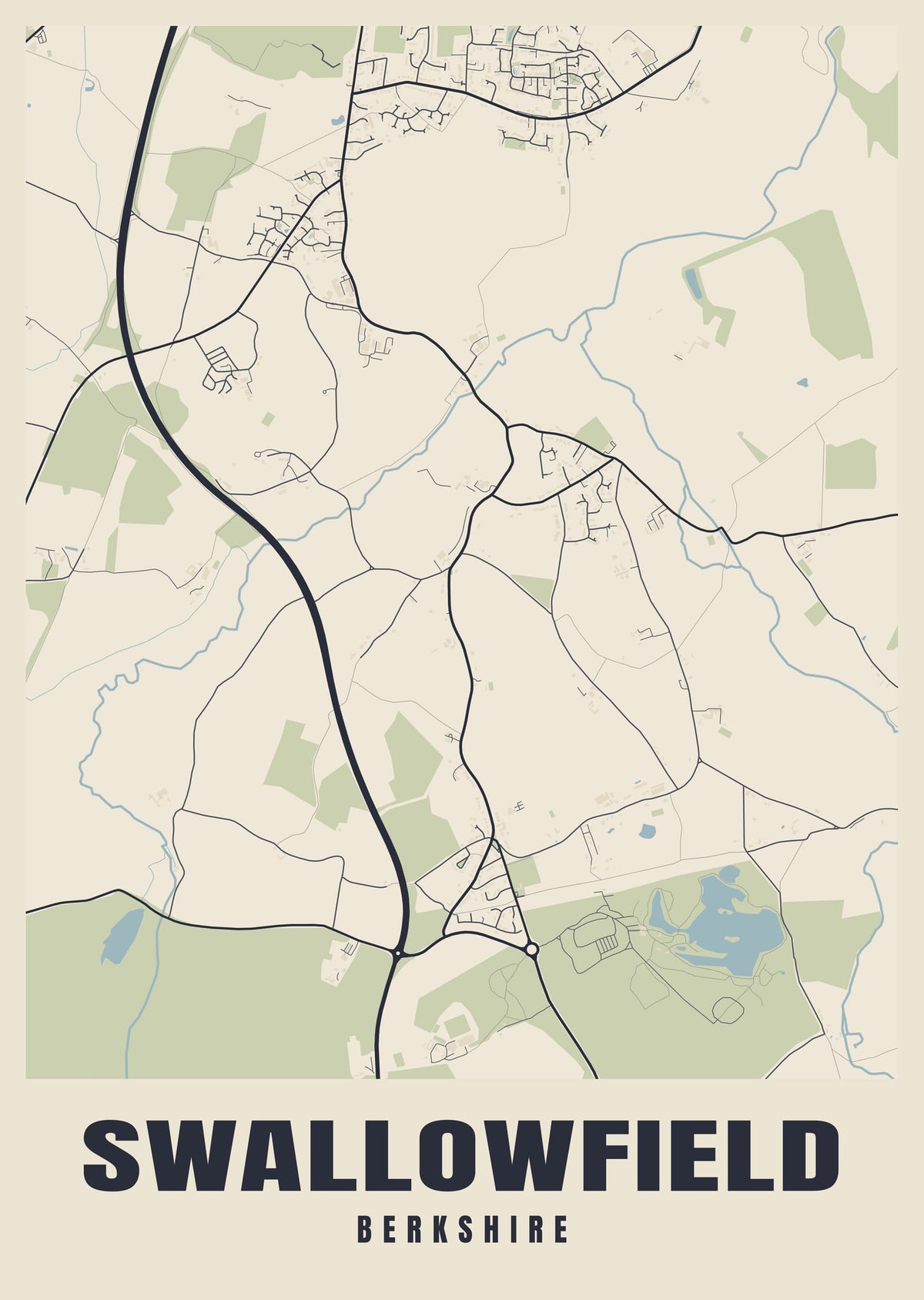 Street map poster of Swallowfield, Berkshire