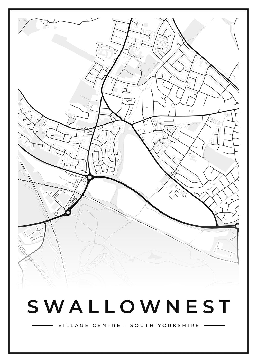 Swallownest Village Centre Street Map Poster