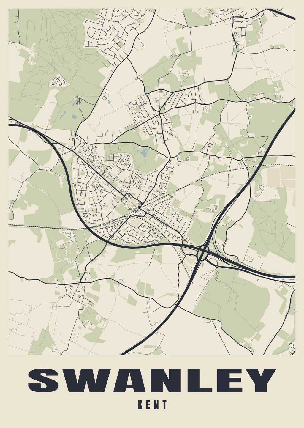 Street map poster of Swanley, Kent