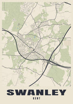 Street map poster of Swanley, Kent