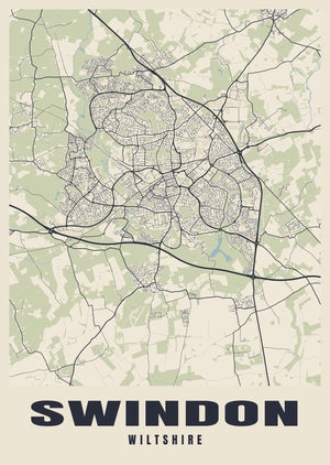 Swindon Street Map Poster
