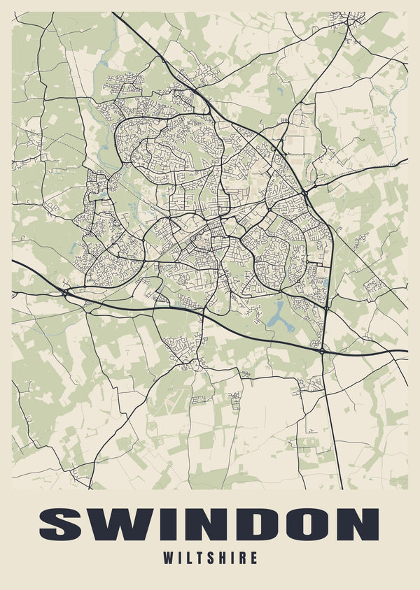 Swindon Street Map Poster