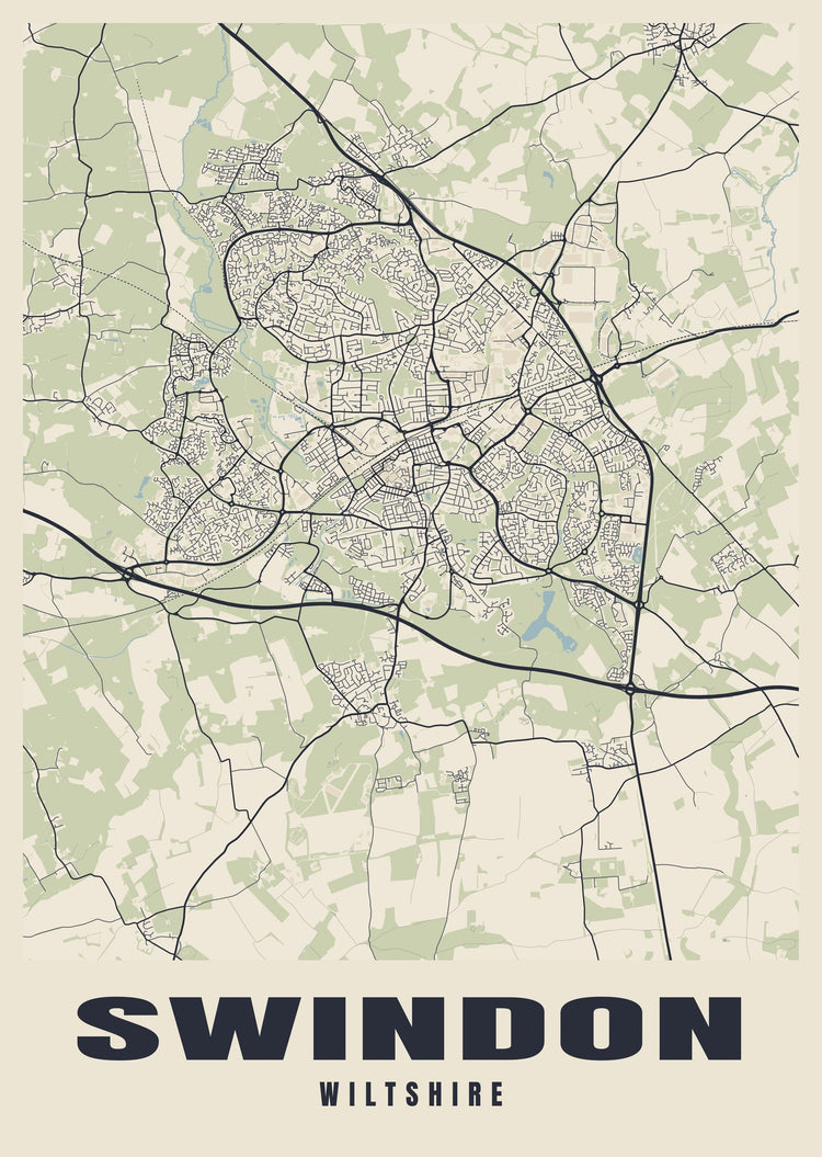 Swindon Street Map Poster