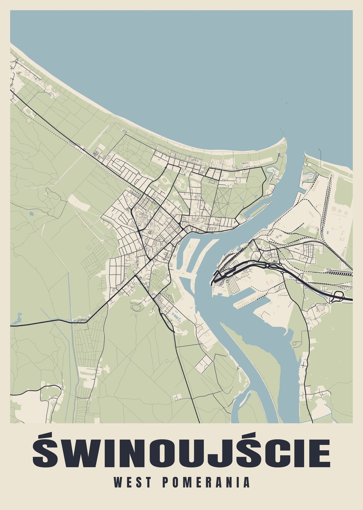 Street map poster of Świnoujście, West Pomerania