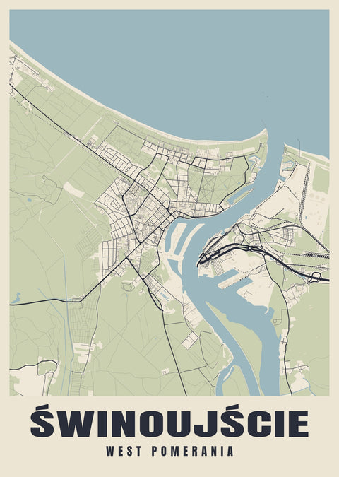 Świnoujście Street Map Poster