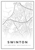 Street map poster of Swinton town centre, South Yorkshire