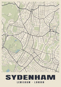 Heritage street map poster of Sydenham, Lewisham, London
