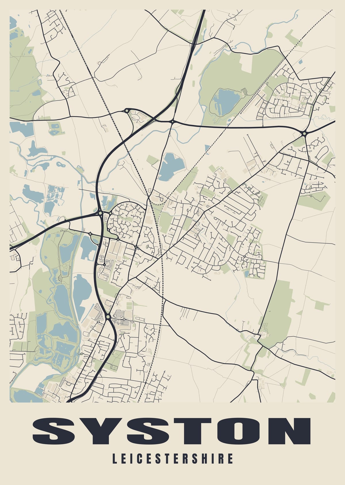 Street map poster of Syston, Leicestershire