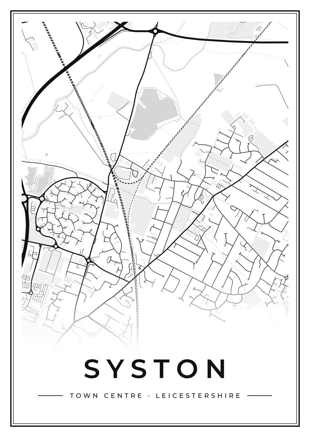 Syston Town Centre Street Map Poster
