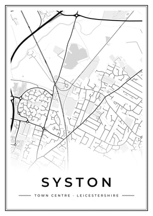 Syston Town Centre Street Map Poster