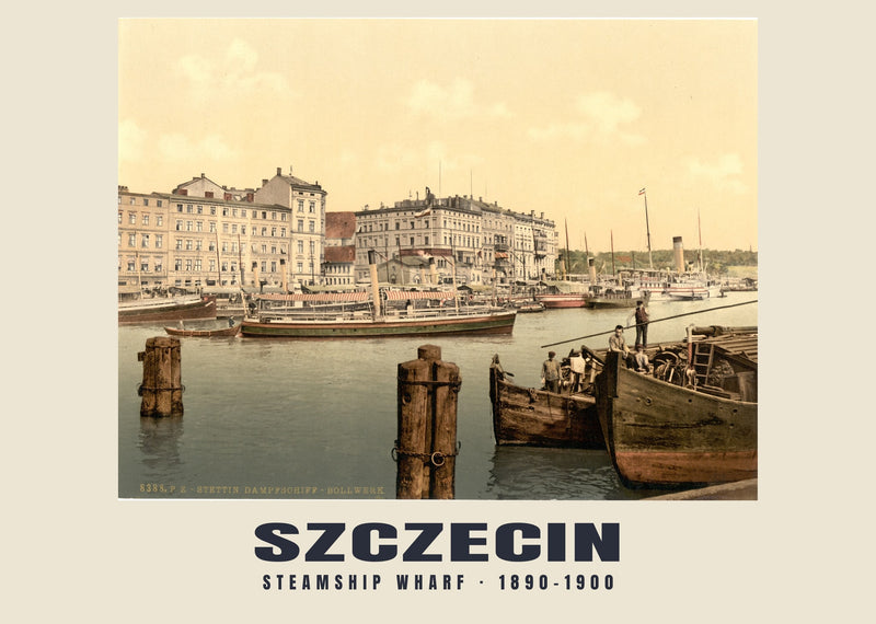 Steamship Wharf, Szczecin — 1890–1900 · Vintage photochrom print
