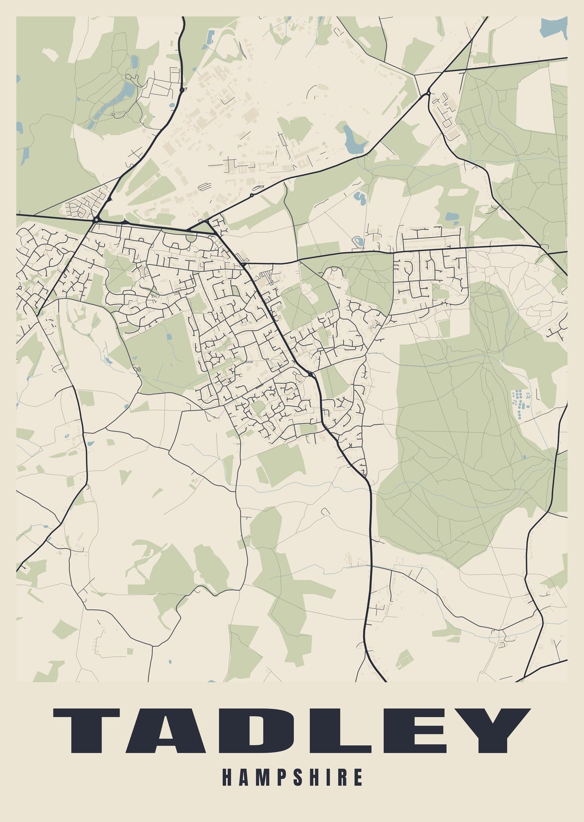 Street map poster of Tadley, Hampshire