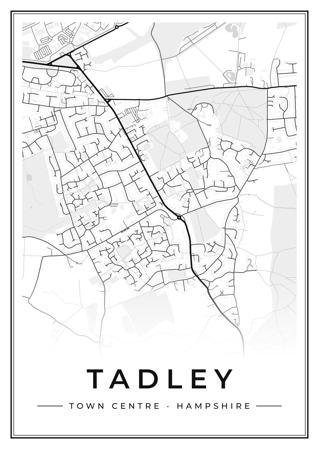 Street map poster of Tadley town centre, Hampshire