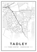 Street map poster of Tadley town centre, Hampshire