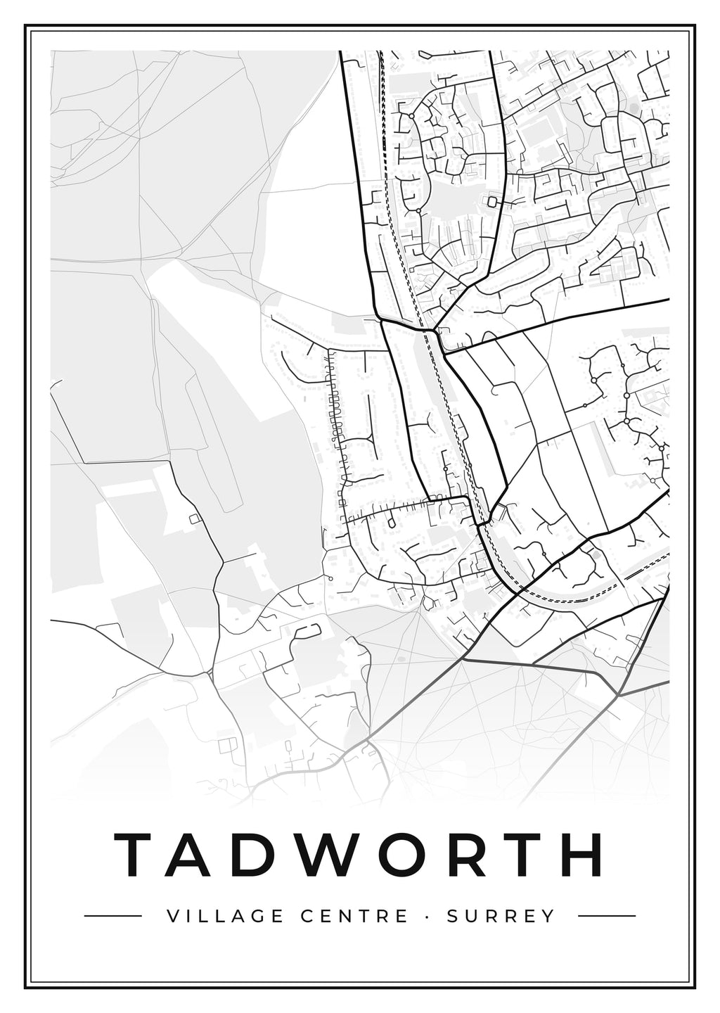 Street map poster of Tadworth village centre, Surrey