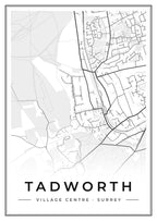 Street map poster of Tadworth village centre, Surrey
