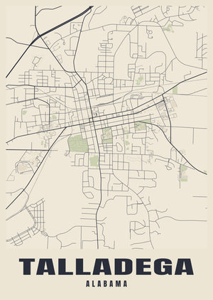 Talladega Street Map Poster