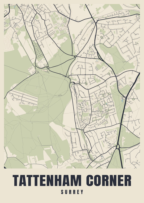Tattenham Corner Street Map Poster