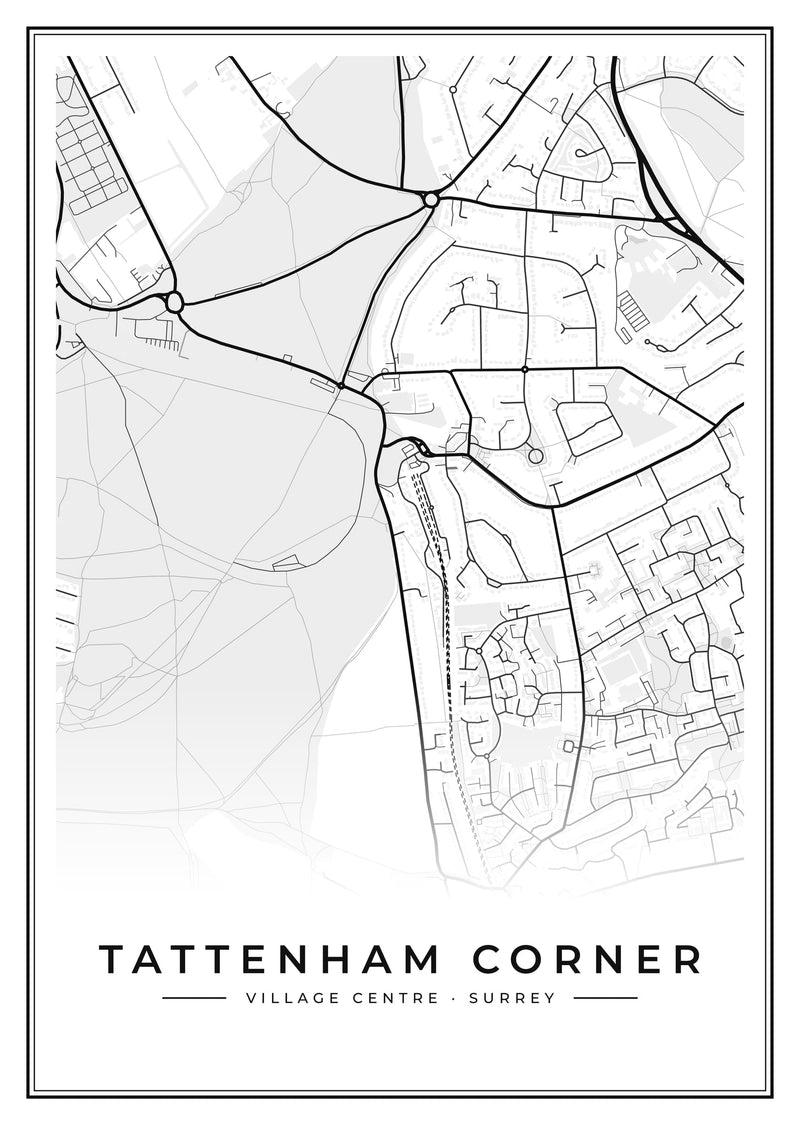 Tattenham Corner Village Centre Street Map Poster
