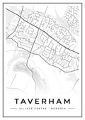 Street map poster of Taverham village centre, Norfolk