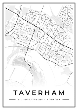 Taverham Village Centre Street Map Poster