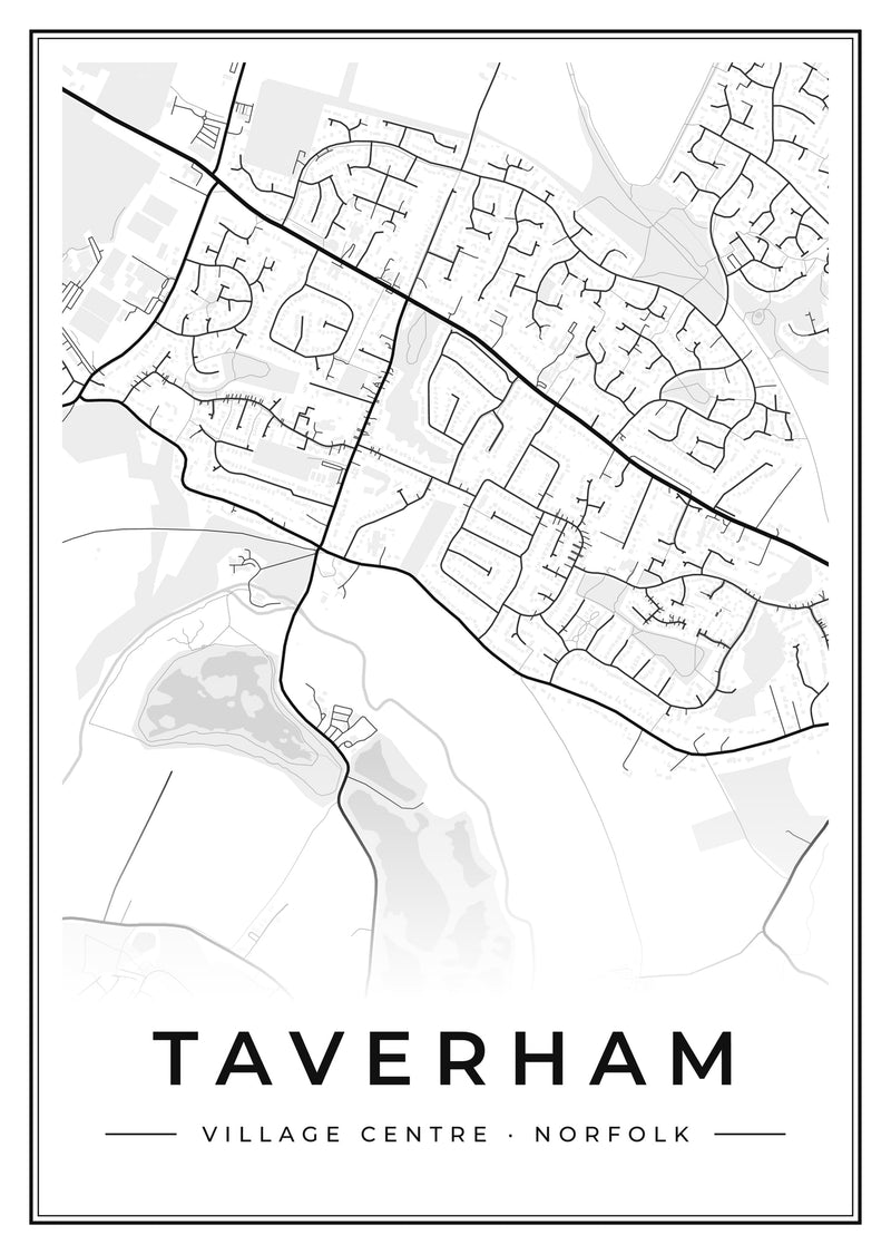 Taverham Village Centre Street Map Poster