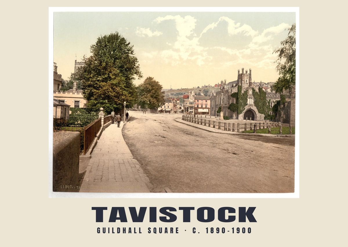 Guildhall Square, Tavistock, c. 1890–1900 heritage photograph