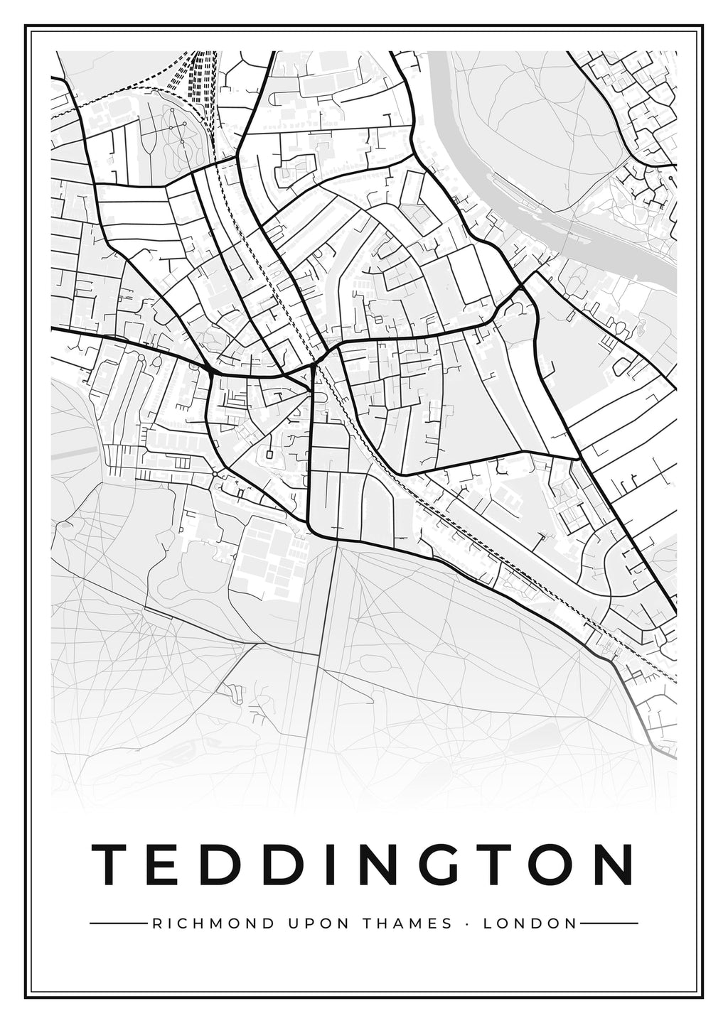 Street map poster of Teddington, Richmond upon Thames, London