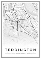 Street map poster of Teddington, Richmond upon Thames, London