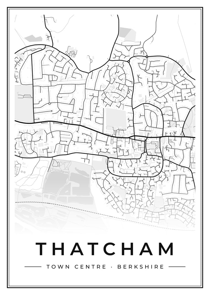 Thatcham Town Centre Street Map Poster