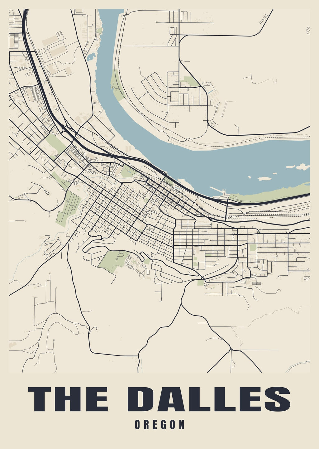 Street map poster of The Dalles, Oregon